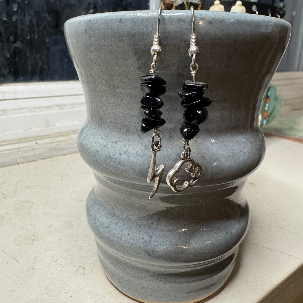 Elegant Black and Silver Earrings